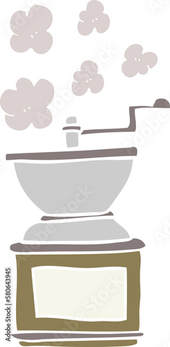 flat color illustration of a cartoon coffee bean grinder