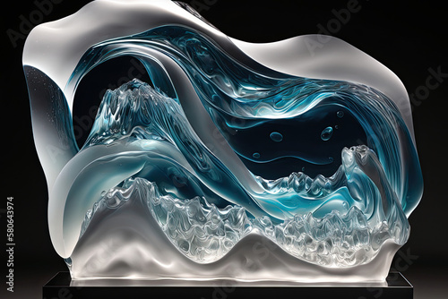 a sculpture, very decorative, designed as if it were made of ice created with Generative AI technology