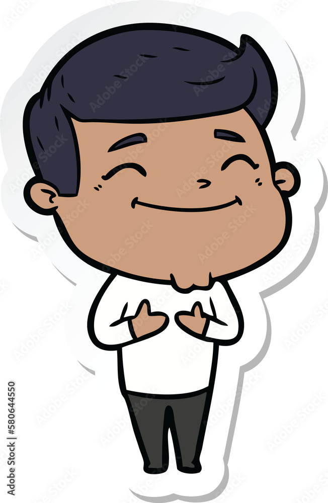 sticker of a happy cartoon man sticker of a happy cartoon man