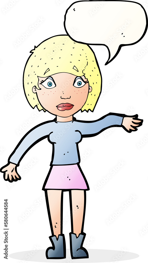 cartoon surprised woman with speech bubble cartoon surprised woman with speech bubble