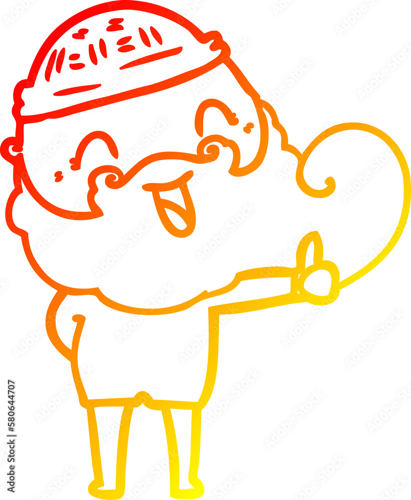 warm gradient line drawing happy bearded man