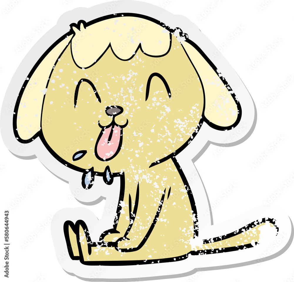 Obraz premium distressed sticker of a cute cartoon dog