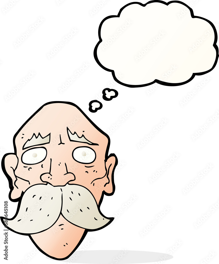 cartoon sad old man with thought bubble cartoon sad old man with thought bubble