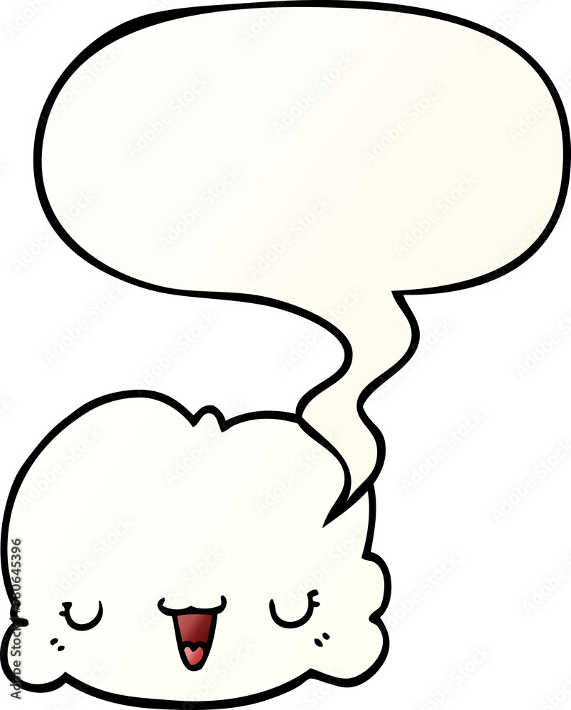 cute cartoon cloud and speech bubble in smooth gradient style cute cartoon cloud and speech bubble in smooth gradient style