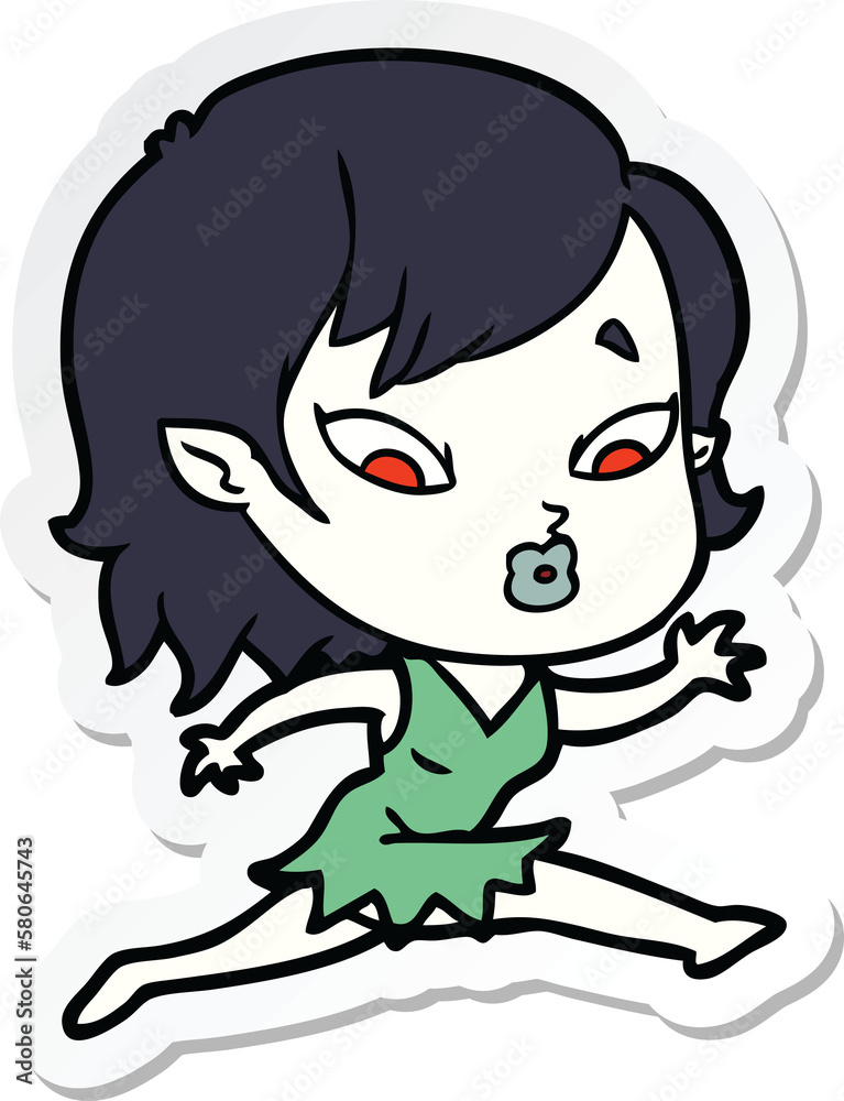 sticker of a cute cartoon vampire girl sticker of a cute cartoon vampire girl