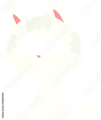 happy flat color style cartoon cat