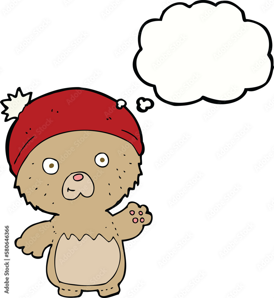 cartoon cute teddy bear in hat with thought bubble cartoon cute teddy bear in hat with thought bubble