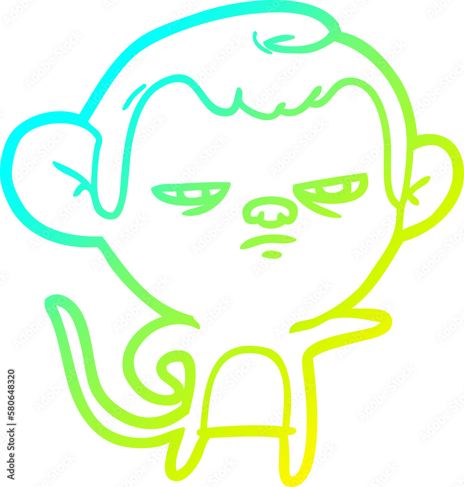 cold gradient line drawing cartoon monkey