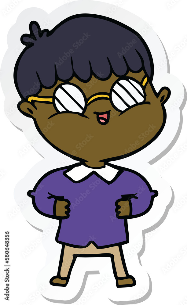 sticker of a cartoon boy wearing spectacles sticker of a cartoon boy wearing spectacles