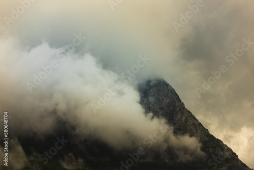 rain clouds over the mountain. Mountain landscape. Turkey.