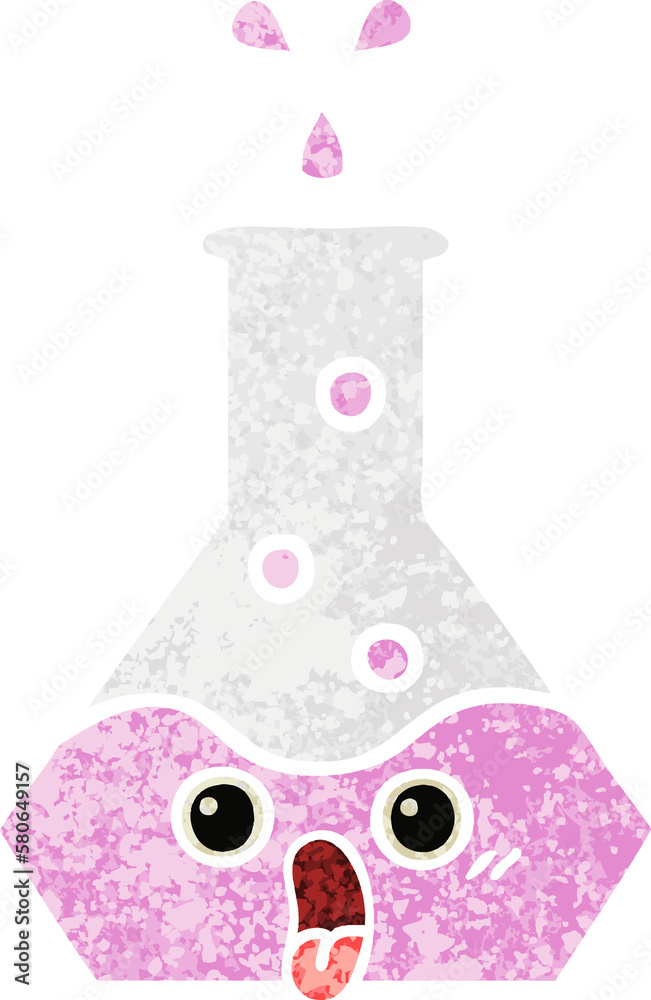 retro illustration style cartoon science beaker retro illustration style cartoon science beaker