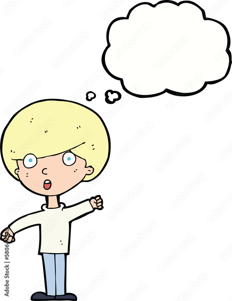 cartoon shocked boy with thought bubble cartoon shocked boy with thought bubble