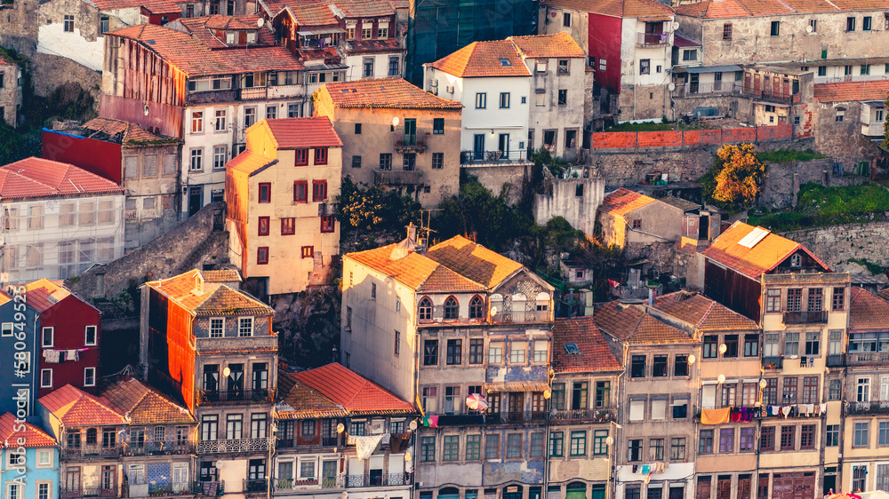The streets and beautiful architecture in Porto, Portugal.