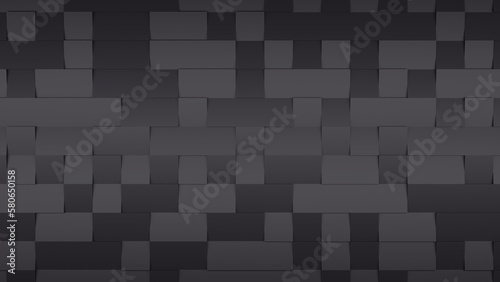3d rendering 8K wallpaper abstract background of randomly positioned black cubes with sharp edges. Top view
