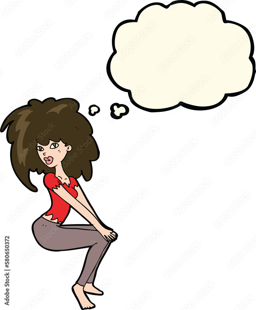 cartoon woman with big hair with thought bubble cartoon woman with big hair with thought bubble