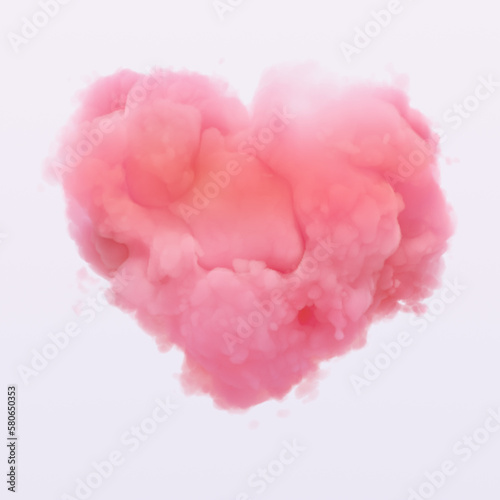 Love concept, romantic design template, pink heart shaped cloud isolated 3d rendering background