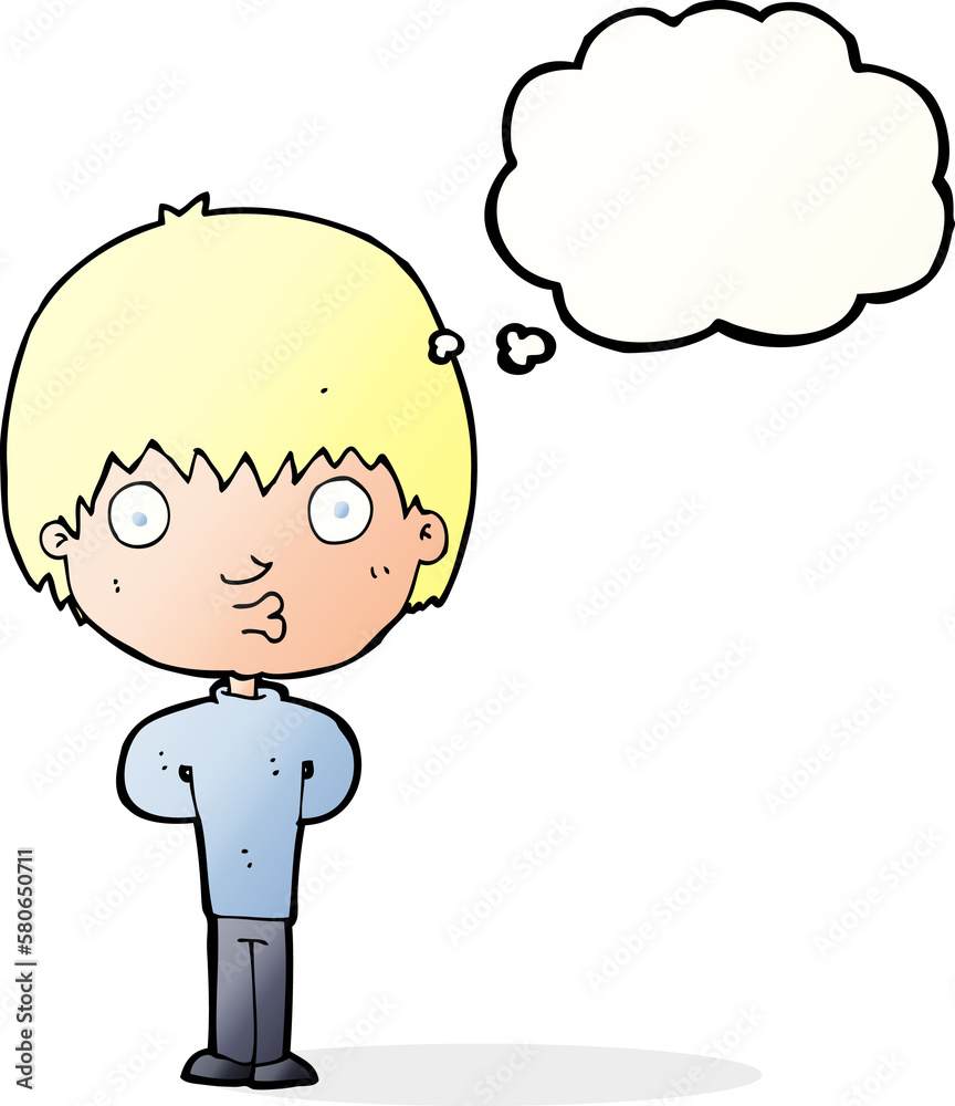 cartoon whistling boy with thought bubble cartoon whistling boy with thought bubble