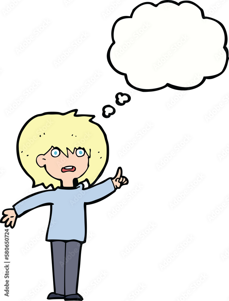 cartoon woman asking question with thought bubble cartoon woman asking question with thought bubble