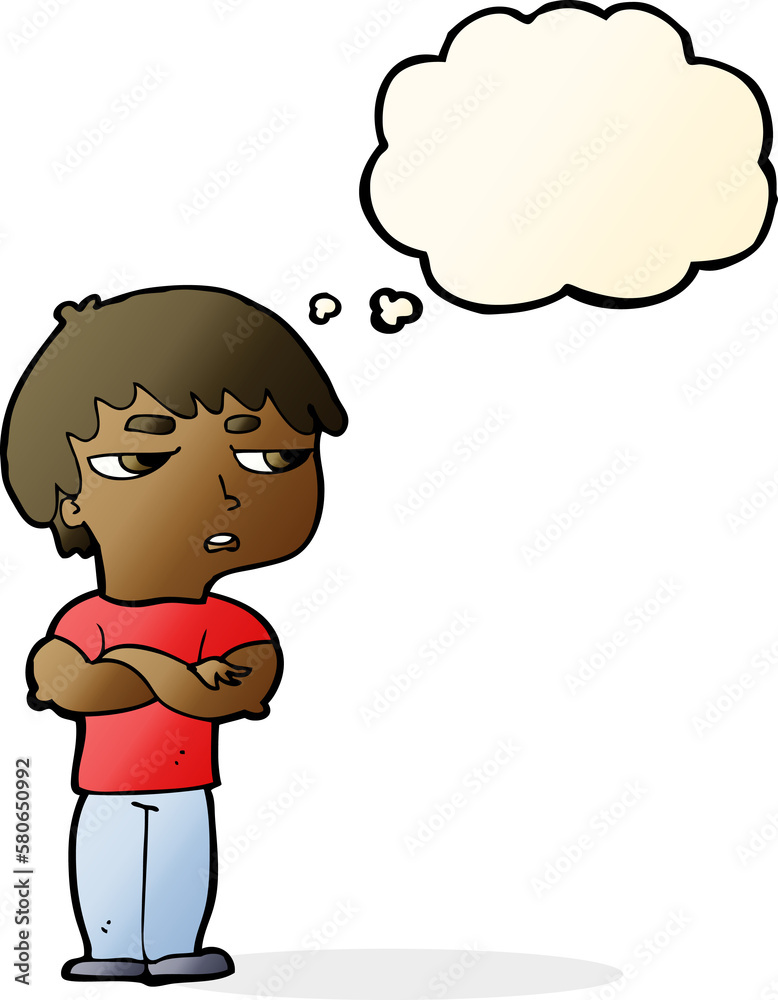 cartoon annoyed boy with thought bubble cartoon annoyed boy with thought bubble