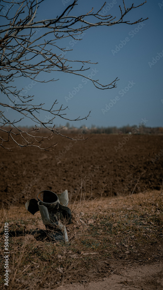 Obraz premium field and rocket