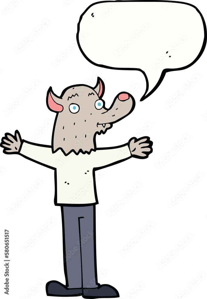 cartoon friendly werewolf with speech bubble cartoon friendly werewolf with speech bubble