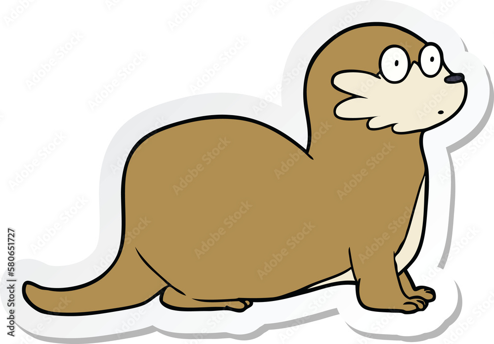 sticker of a cartoon otter