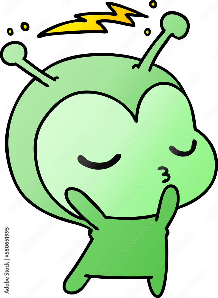 Fototapeta premium gradient cartoon of a cute kawaii alien