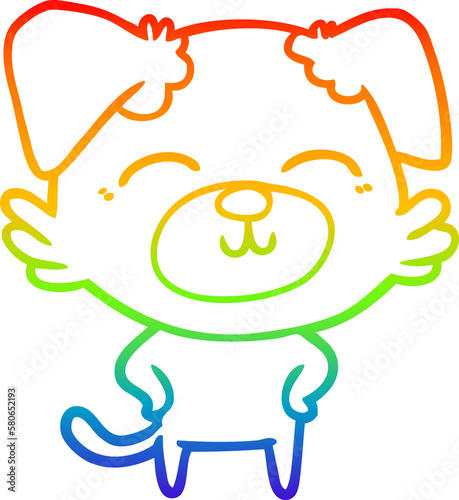 rainbow gradient line drawing cartoon dog