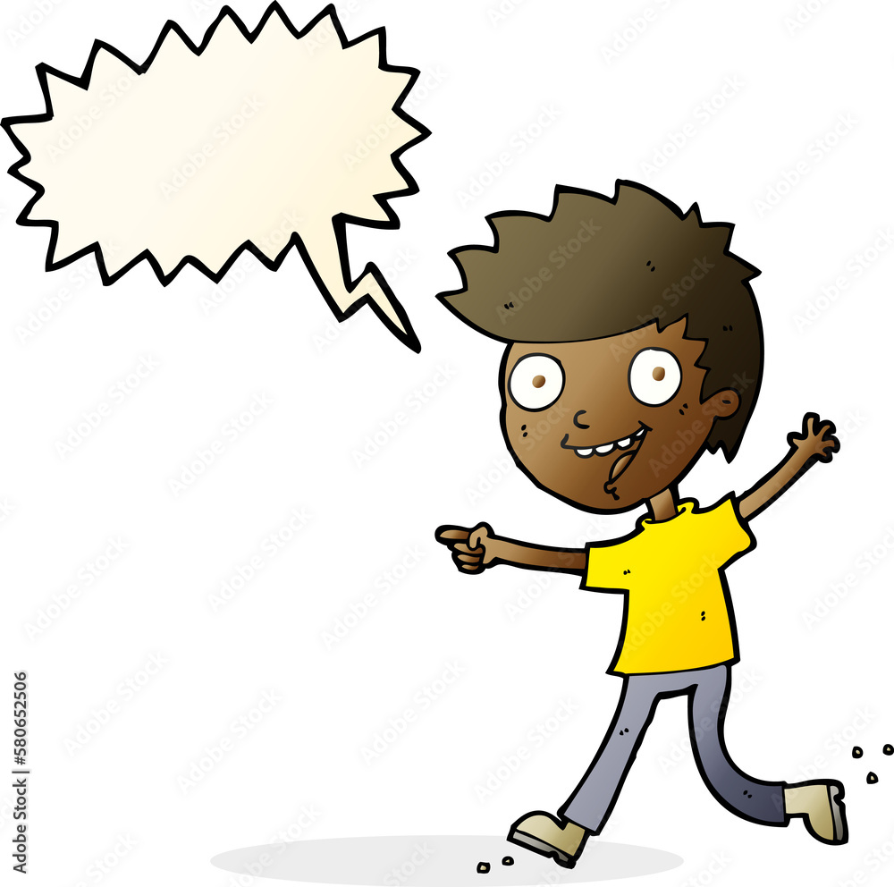 cartoon crazy excited boy with speech bubble cartoon crazy excited boy with speech bubble