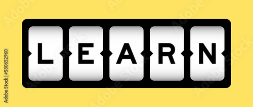 Black color in word learn on slot banner with yellow color background