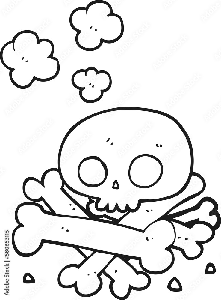 black and white cartoon pile of bones black and white cartoon pile of bones