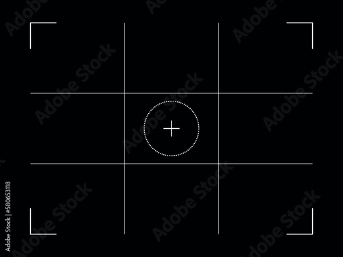 Video camera recording viewfinder. Vector illustration of digital display interface on dark background