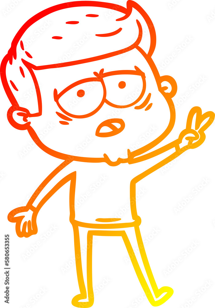 warm gradient line drawing cartoon tired man warm gradient line drawing cartoon tired man