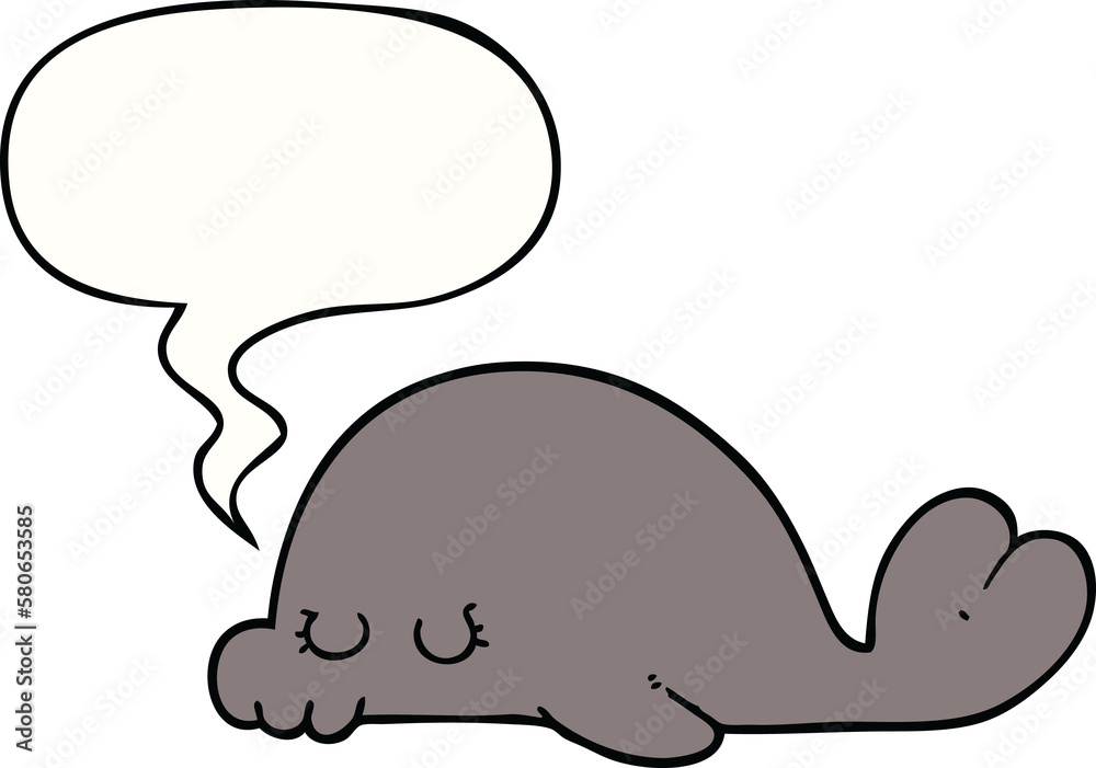 cartoon seal and speech bubble