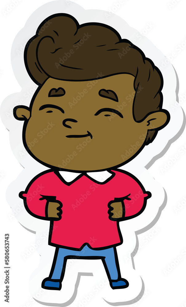 sticker of a happy cartoon man sticker of a happy cartoon man
