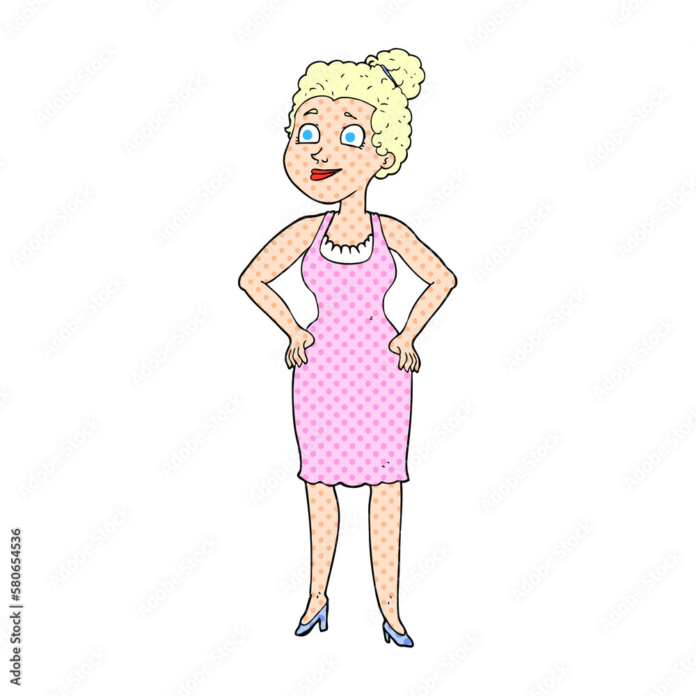 cartoon woman wearing dress