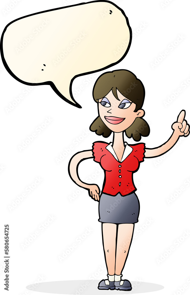 cartoon woman with great idea with speech bubble