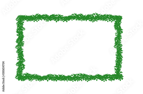 Green square frame in the form of branches with leaves on a white background, area with pixel outlines for romantic messages, reminders and announcements, abstract © Sergio