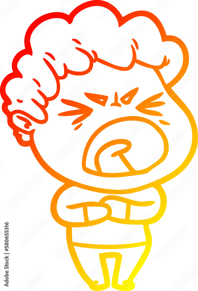 warm gradient line drawing cartoon furious man warm gradient line drawing cartoon furious man