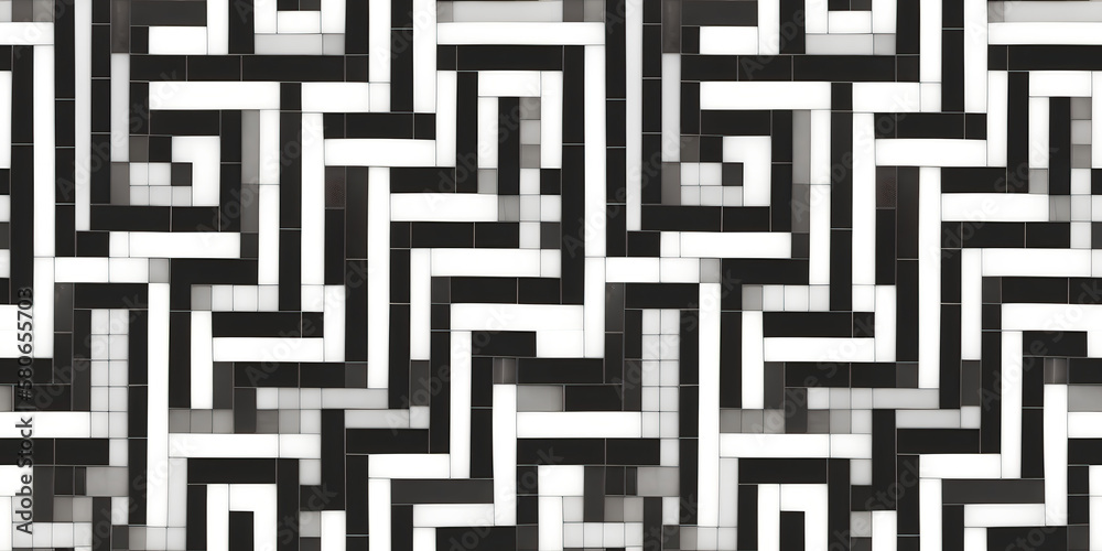 Wallpaper with seamless texture black and white labyrinth Wallpaper with seamless texture black and white labyrinth