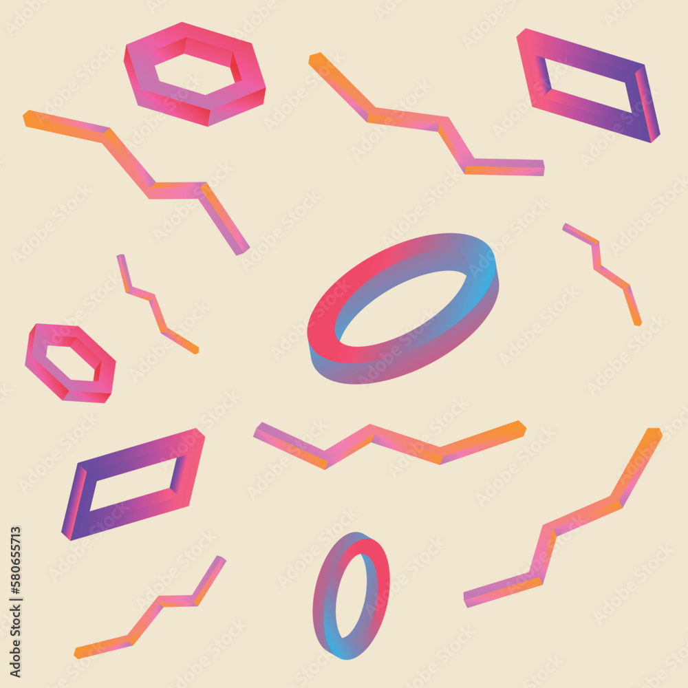 3d objects geometric background shapes dradient vector illustration