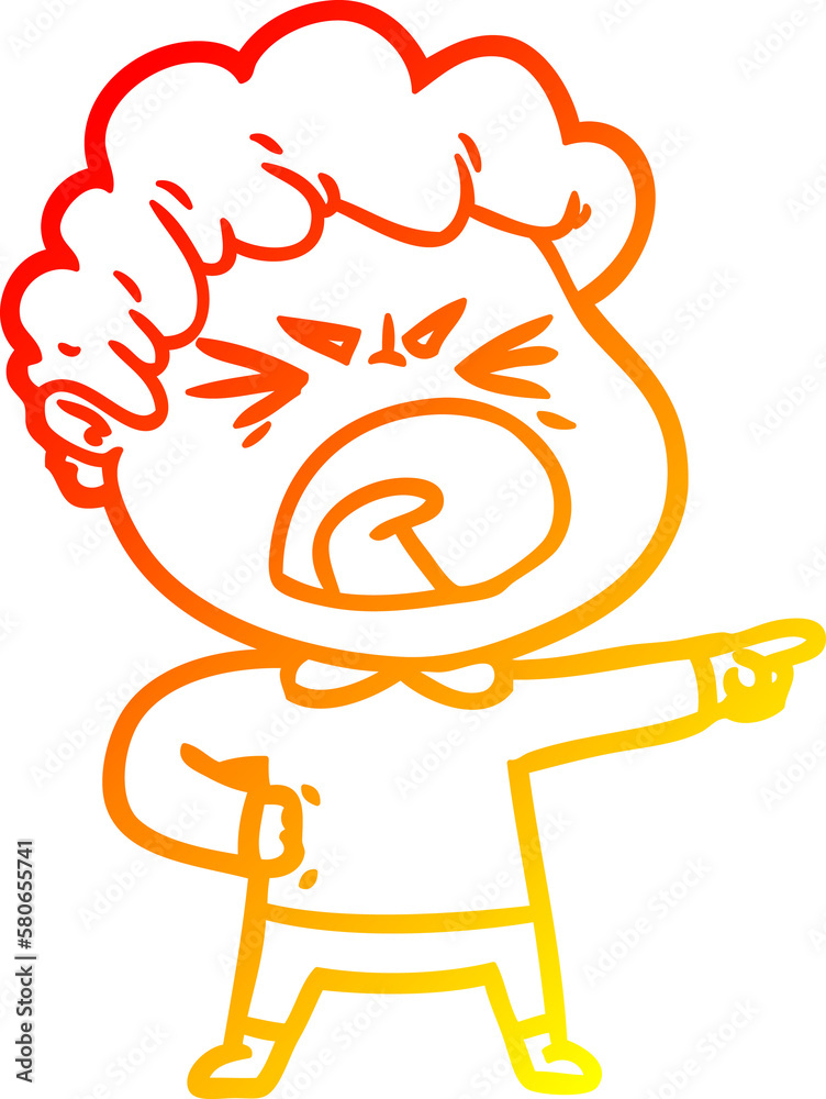 warm gradient line drawing cartoon furious man warm gradient line drawing cartoon furious man