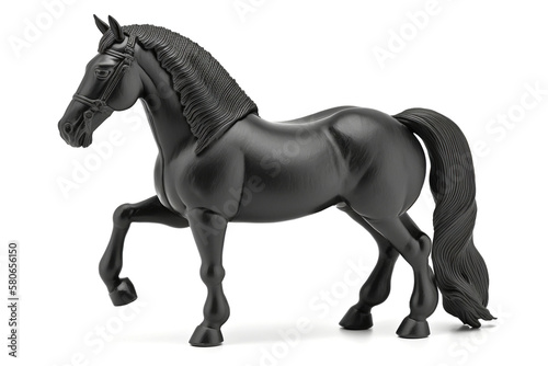 Black toy horse isolated on white  illustration generative ai