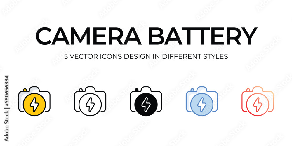 camera battery icons set vector illustration. vector stock,