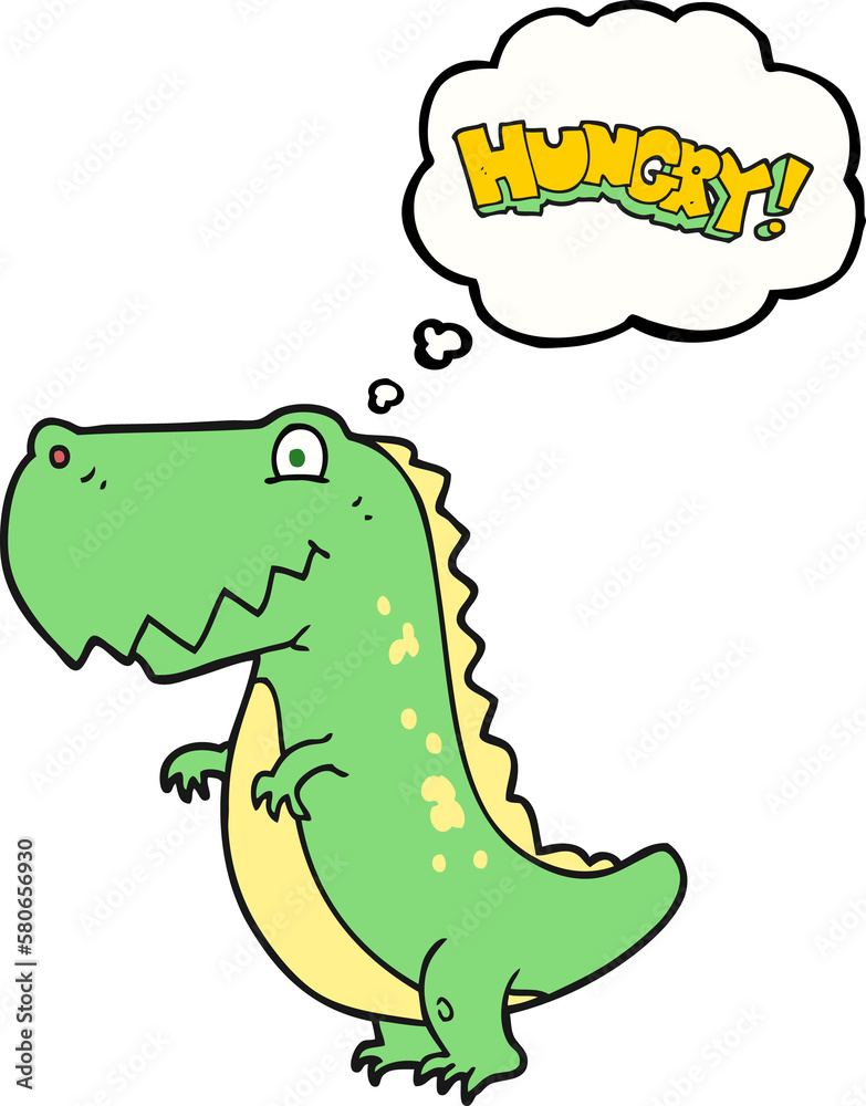 Obraz premium thought bubble cartoon hungry dinosaur