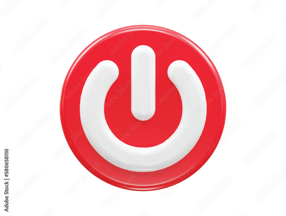 Power button icon vector 3d render Power button icon vector 3d render