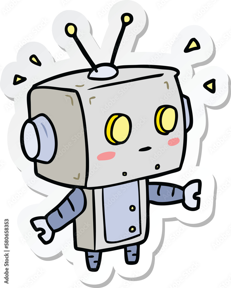 sticker of a cartoon robot sticker of a cartoon robot