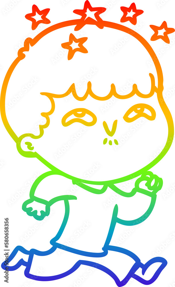 rainbow gradient line drawing cartoon amazed boy rainbow gradient line drawing cartoon amazed boy