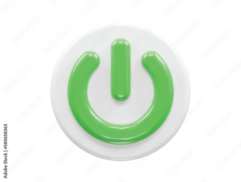 Power button icon vector 3d render Power button icon vector 3d render