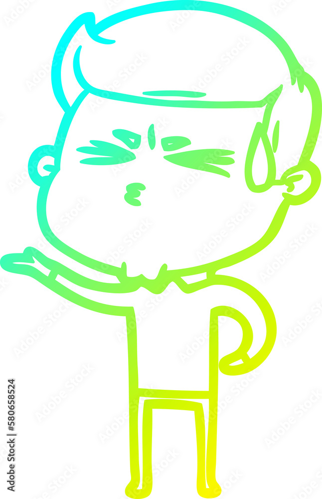 cold gradient line drawing cartoon man sweating cold gradient line drawing cartoon man sweating